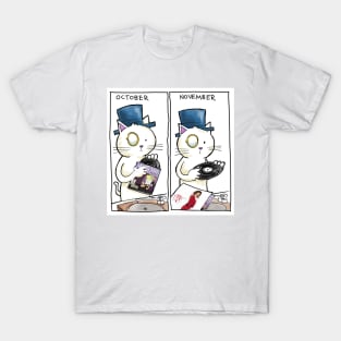 Dapper Cat Season Changes T-Shirt